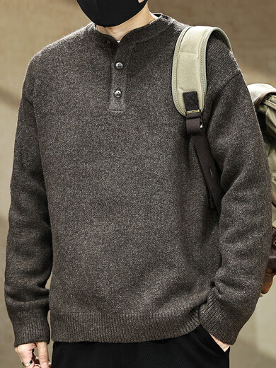 Yingtang American high-end Henry collar sweater men's autumn and winter new casual warm sweater top jacket black gray M 110-130Jin Jin equals 0.5 kg