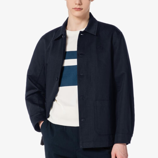 LACOSTE crocodile solid color loose single-breasted long-sleeved jacket men's navy navy one size 48