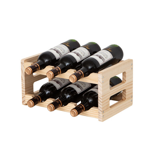 Tanbeiman red wine display rack solid wood red wine rack home creative wine rack wine bottle rack red wine display rack storage wine cabinet decorative ornaments two-layer log color 3 bottles