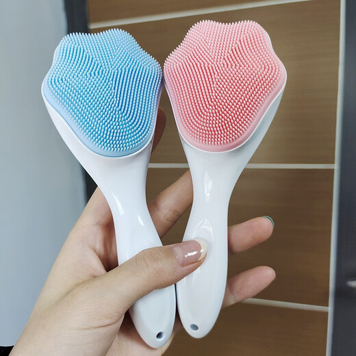 MiMali facial cleansing brush Internet celebrity soft bristle deep brush silicone manual cat claw cleansing brush long handle god cat claw cleansing brush blue