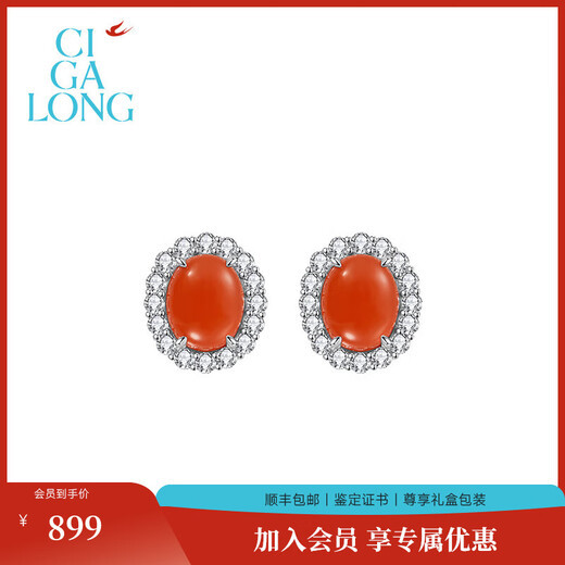 CIGA LONG Yuanguangmen Nanhong Ring Earrings Ring Dongfang Youran New Chinese Style Jewelry Yuanguangmen Nanhong Earrings