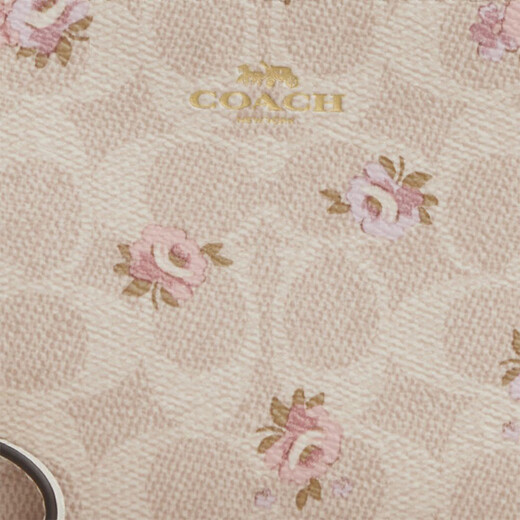 COACH Outlet Women's Bag Classic Logo Floral Print Corner Zipper Wristbag IM/Sand Yellow Mixed Color