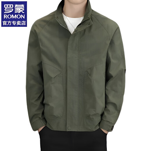 ROMON casual jacket men's new stand-up collar simple spring and autumn new outdoor workwear trendy upper clothes men's green regular L 125-145Jin Jin is equal to 0.5 kg