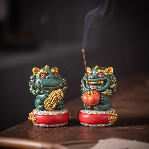 
BOSSY Forbidden City Style Cultural and Creative Stone Lion A pair of good things happens to creative crafts ornaments company personal souvenirs A pair of good things happens to [Bonus] + Base + Gift Box