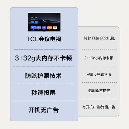 TCL75-inch conference TV tablet all-in-one wireless projection 4K ultra-clear mobile ultra-thin conference room non-touch display office home training commercial teaching large screen N75A