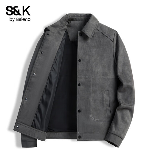 Baleno S&K Series Tie-Dye Suede Lapel Jacket Men's Autumn and Winter New Casual Versatile Loose Jacket Clothes Men's Dark Gray JD Express XL Recommended 63-70 kg