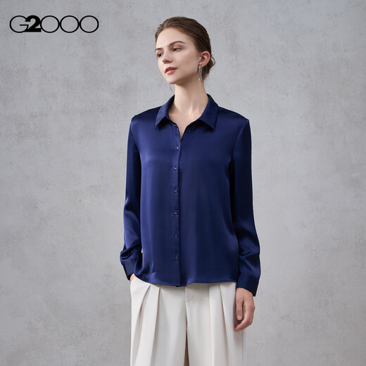 G2000 satin/tie with brooch/same style in shopping mall, women's 2025 autumn and winter long-sleeved casual shirt