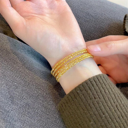 Luanjie ancient method inherited 24k gold new five-circle bouncy bead bracelet sparkling retro multi-layer winding elastic bracelet accessories bouncy
