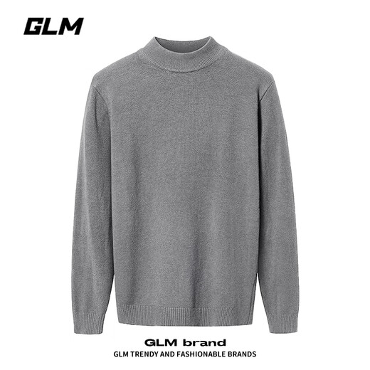 GLM crew neck sweater men's autumn and winter trendy knitted sweater men's casual bottoming sweater men's black L