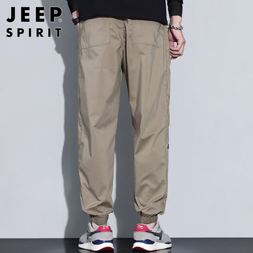 JEEP SPIRIT Jeep casual pants men's autumn and winter loose ankle-length nine-point pants outdoor mountain overalls khaki 3XL