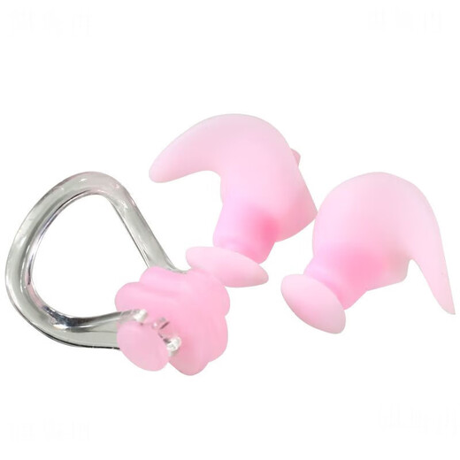 Small ear canal earplugs, adult swimming waterproof, professional anti-choking nose clip, children's bathing ear anti-water intrusion equipment, cochlear earplug powder + nose clip, universal for children over 7 years old