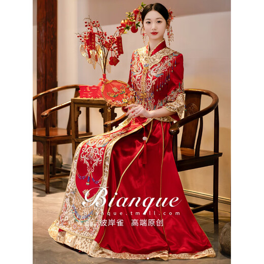 ROAR UTHAUG Xiuhe Wedding Dress Bridal 2024 New Wedding Chinese Wedding Dress Toast Suit Small New Chinese Style Xiuhe Peony High-End Soft Velvet (No Headgear) S