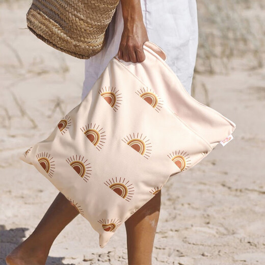 Cross-border diaper bag double-layer hanging bag baby dry and wet Nordic storage wetbag printed separated waterproof bag GF17 30*40CM