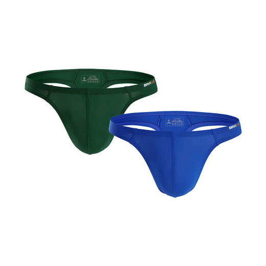 2 pairs of underwear, low-waisted sexy fitness T-pants for men, elastic tight-fitting U convex bag thong, white + white S