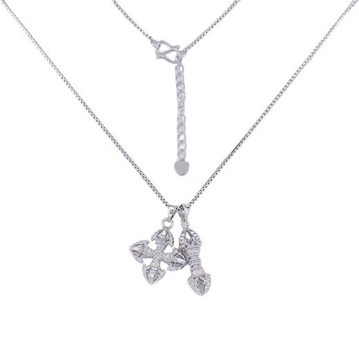 Lao Fengxiang solid platinum adjustable Ruyi one-word vajra cross vajra set chain platinum jewelry white gold about 11.13g