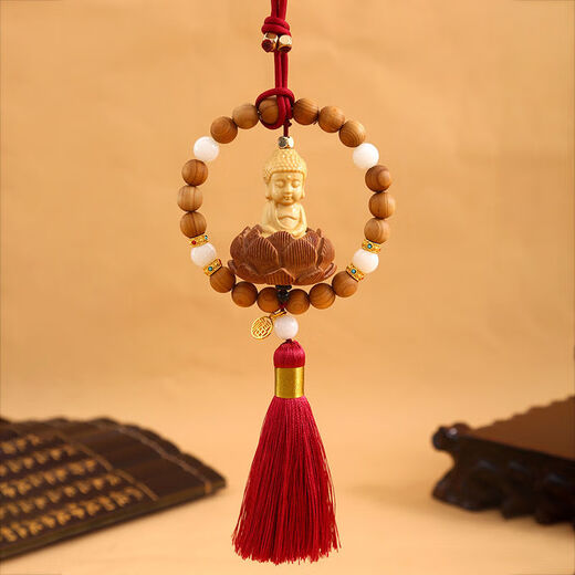 Litian car pendant car pendant Guanyin small Buddha boxwood car rearview mirror pendant decoration men and women peace baby Buddha auspicious gold