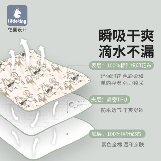 Little tinylittletiny baby diaper pad washable spring and summer newborn baby waterproof cooling pad children's cotton diaper sheet Alice Manor 60x80cm