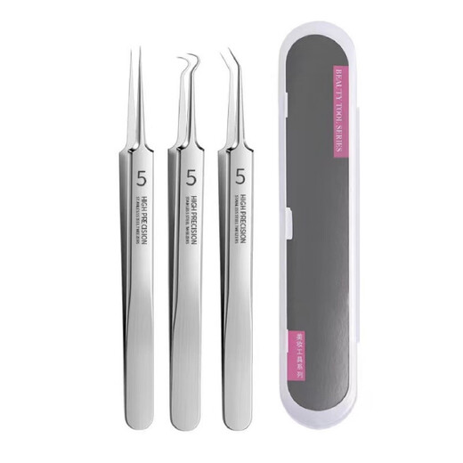 Yalikang acne needle blackhead needle stainless steel acne clip ultra-sharp cell clip blackhead clip beauty salon removal 1 piece No. 5 3 piece set straight hook oblique J039+J040+J041)+plastic box