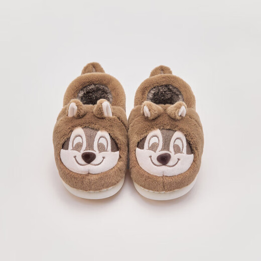 DAVE&BELLA Disney IP girls plush cotton slippers winter new baby boy home cotton shoes children's shoes coffee brown ready stock 23