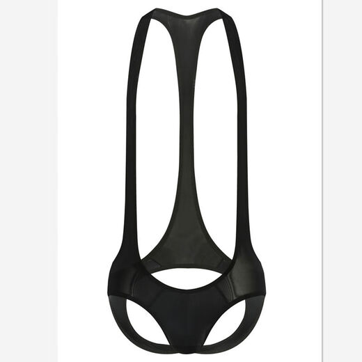 Men's underwear one-piece back briefs fitness performance underwear silky thin men's thong black L