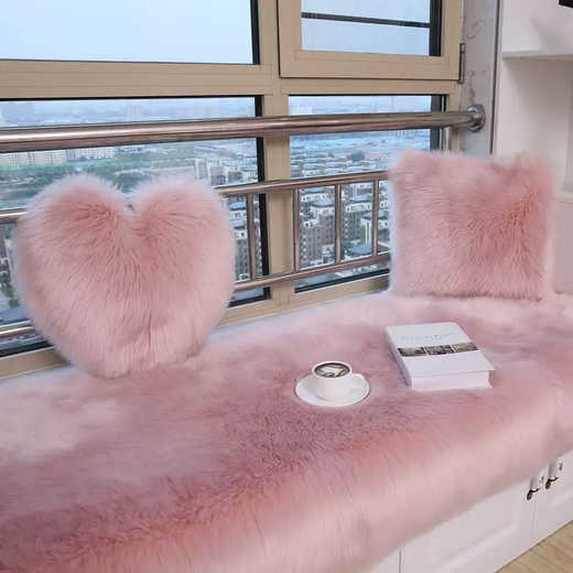 Yusenyi Plush Bay Window Mat Balcony Mat Style Carpet Light Luxury Blanket Mat Bedroom Tatami Seat Cushion Can be Cut to Customized Long Hair Style Beige