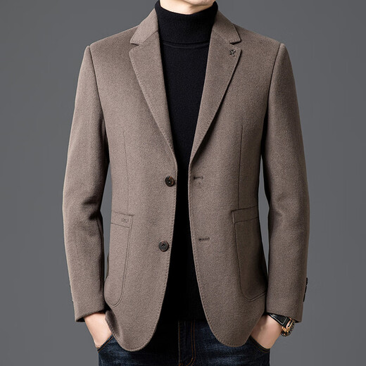 Jiangong international brand men's high-end woolen suit jacket men's winter new wool business casual suit men's single suit gray XL 180