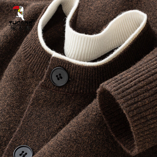 Woodpecker winter thickened half-open Henry collar sweater for men 2025 autumn and winter new high-end knitted warm sweater light gray M