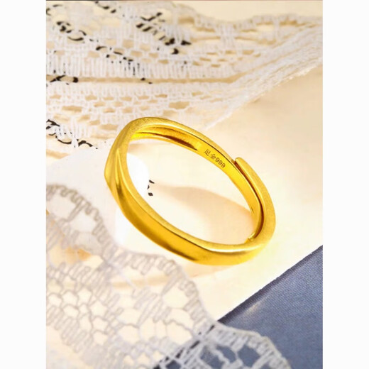 Reza 2025 new gold Möbius ring ring for men and women plain gold wedding ring imitation gold ring for girlfriend 0.86g