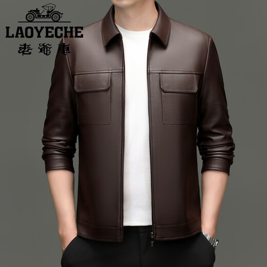 Classic car (COCHE CLASICO) Lei Jun's same style Autumn and winter new genuine leather jacket men's sheepskin short lapel casual leather jacket men's jacket black M 170
