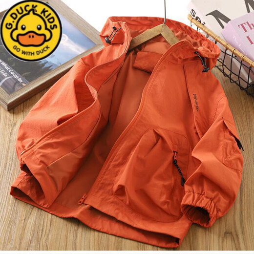 G.DUCKKIDS Boys and Children's Jackets Outdoor Windproof Tops 2025 Spring and Autumn New Boys Solid Color Hooded Jackets Gray 150 cm