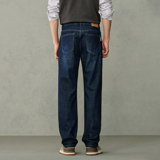 Hai Lan House (HLA) Straight Jeans Men's 25 New Chinese Dragon Plus Velvet Thickened Pants Men's Winter Denim Blue Transition Color (Dark) 7H 34 175/88A Recommended 143~150Jin Jin equals 0.5 kg