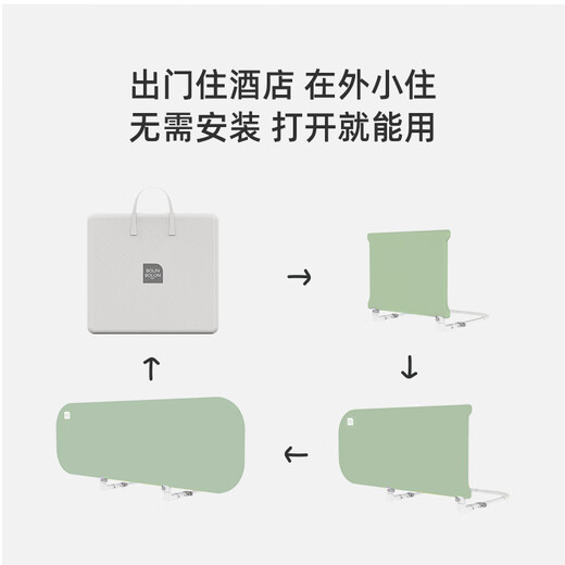 Sure enough, Curious Travel Cot Guardrail Baby Anti-fall Guardrail Baffle Free of Installation Portable Foldable Fence for Outings Rock Gray 1.8m Single Sided - Installation Free with Travel Bag