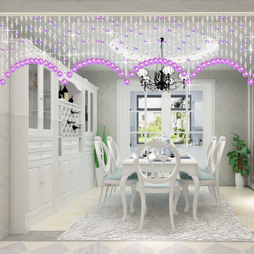 Xiangshangge Crystal Bead Curtain No Punch Door Curtain Bedroom Bathroom Toilet Restaurant Partition Entrance Aisle Living Room Balcony Hanging Curtain 25 Arcs (Suitable for 0.8-1 Meter Width)