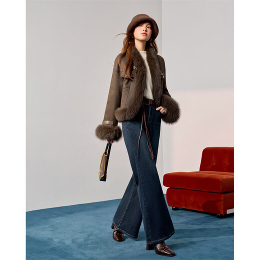 IEF/Aiyifu 2025 winter new style French elegant and decent commuting style design frosted leather down jacket coffee 1 L