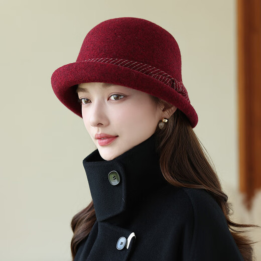 Xiangxueyuxiu (xiangxueyuxiu) hat women's 2025 new fashion trend autumn and winter cold hat women's warm fisherman hat women's face-showing small woolen hat black M (56-58cm)
