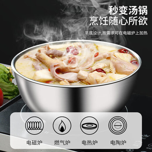 BAYCO 304 stainless steel basin, vegetable basin, salad bowl, thickened noodle and egg basin, seasoning basin with scale 17CM BG8308