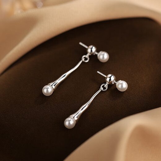 Xiangnan 999 Silver Needle Water Drop Pearl Earrings 2025 New Niche Design Popular Earrings Women's Fashion Personalized Earrings 999 Silver Needle Water Drop Pearl Earrings (Pair)
