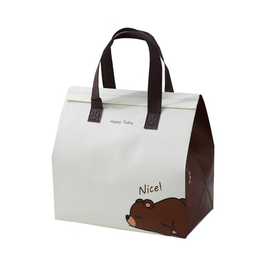 Takeaway packaging bag thermal insulation aluminum foil disposable non-woven bag handbag milk tea catering commercial packaging bag customization bear extra large thermal insulation aluminum foil thermal insulation non-woven bag_100 pieces