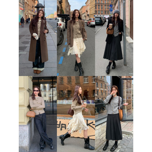 Pusumede autumn tribe round neck twist sweater cardigan women's long-sleeved sweater jacket temperament top apricot ready M