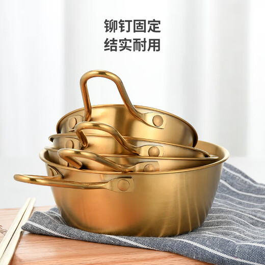 304 stainless steel Korean rice wine bowl, rice bowl, rice wine bowl with handle, special hot and cold wine bowl for restaurants, cooking bowl 304 rice wine bowl - with single handle - natural color 16.5CM