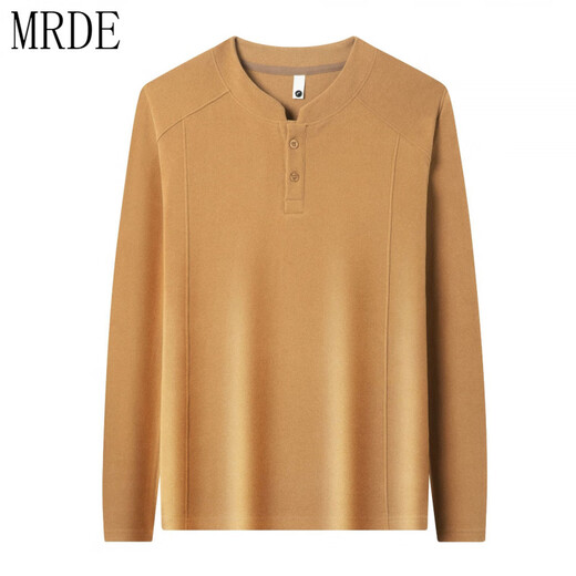 MR.DE Xialuo light luxury brand men's clothing 2025 autumn and winter double-sided German velvet bottoming shirt men's Henry collar versatile long-sleeved sweatshirt gray M 165 suitable for 90-115 Jin Jin equals 0.5 kg