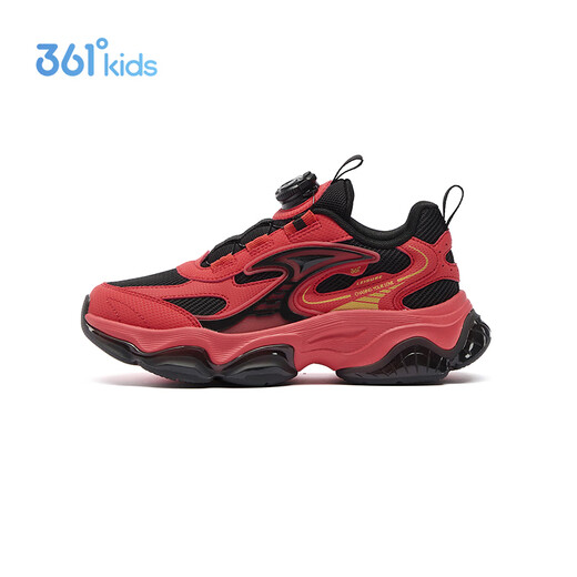 361 Children's Sports Shoes 2026 Spring Men's and Big Children's Millennial Retro Casual Lightweight Knob Buckle Running Shoes Red 34