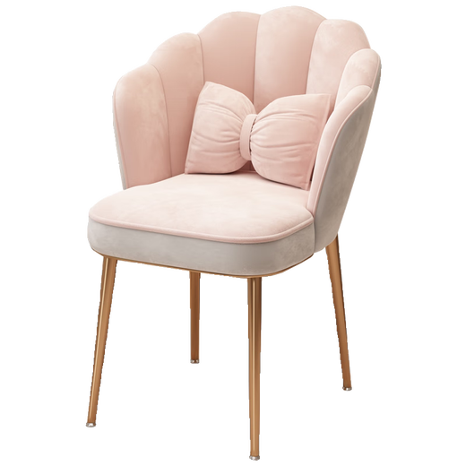 Japanese Muji Makeup Chair Petals Chair Back Light Luxurious Simple Modern Desk A Dressing Table Stool Black Legs - Off-White Velvet Sponge Style Free Butterfly Pillow