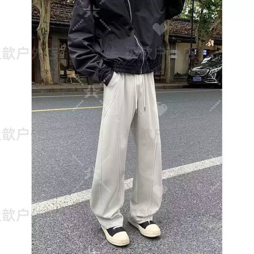 Tanbeiman Willow Leaf Cut Pants 3D Crotch Scimitar Sweatpants Men's Autumn and Winter American Style Handsome Feeling ootd Lift Flared Pants Black M