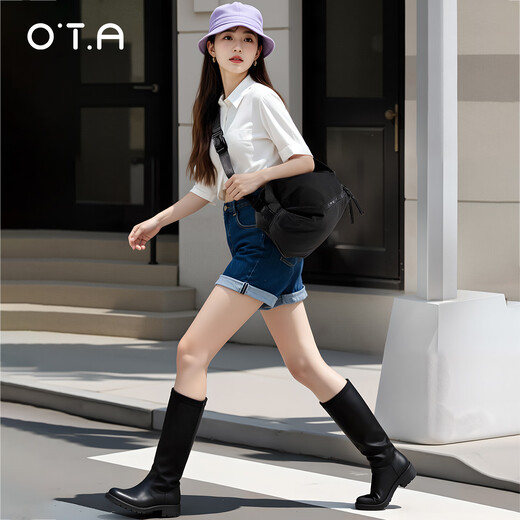 OTA crossbody bag for women new daily commuter shoulder bag large capacity waterproof lightweight business trip clutch bag for men bamboo charcoal black