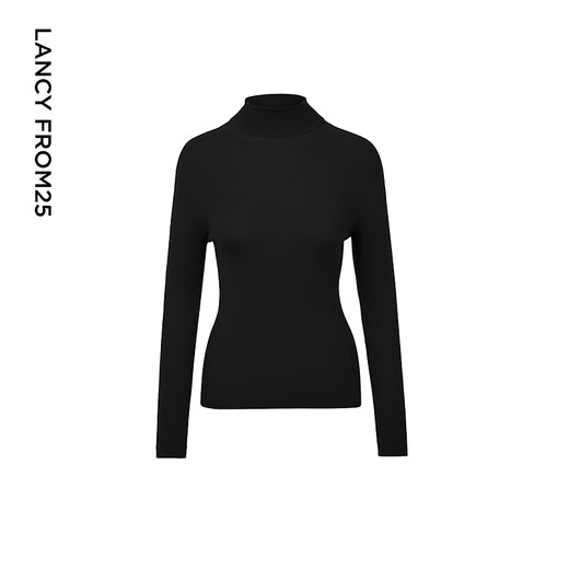 Langzi Qiji Red Wool Basic Wardrobe Pure Wool Wool Sweater Winter New Slim Long Sleeve Sweater Black 2 M