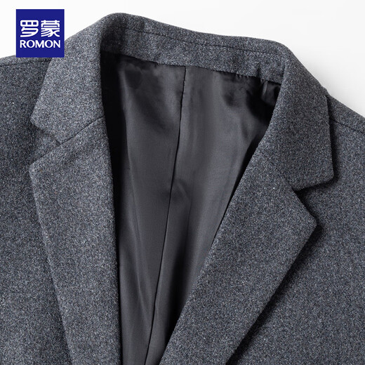 ROMON Woolen Suit Men's Autumn and Winter Business Casual Single Suit Coat Warm Jacket Men 2079 Black 4XL
