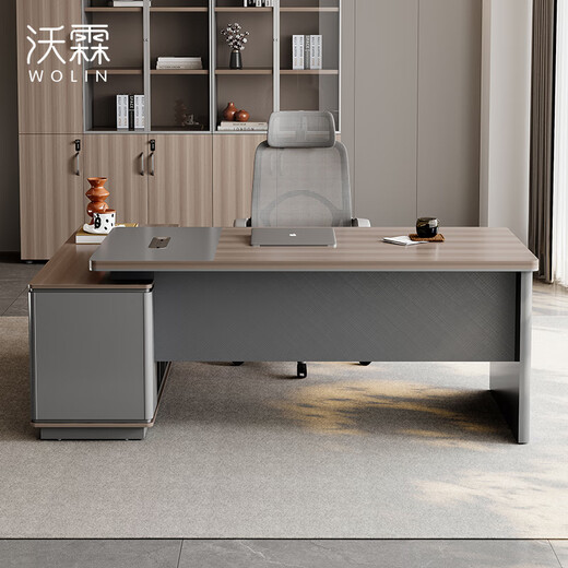 Wolin high-end office desk boss table simple modern office table single supervisor manager desk and chair combination office furniture 1.8 meters boss table E0 grade plate
