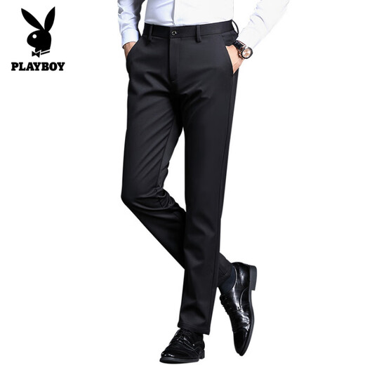 Playboy (PLAYBOY) High-End Men's Casual Pants Spring and Autumn 2025 New Elastic Men's Pants Business Formal No-Iron Slim Suit Pants Blue Velvet 38 (3 feet 1)