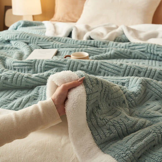 Southern Life Lamb Velvet Blanket Winter Thickened Milk Velvet Office Nap Blanket Sofa Cover Small Quilt Peninsula Blue Thickened Lamb Velvet Baby Blanket-70x100cm